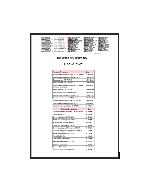 Прайс-лист поставщика STM